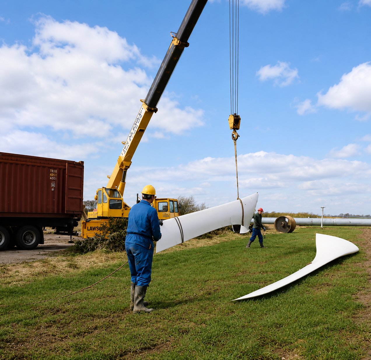 Orton wind farm build — installing a Carter turbine